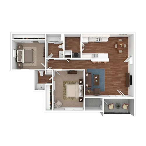 Floor plan 2 Bedroom, 1.5 Bath