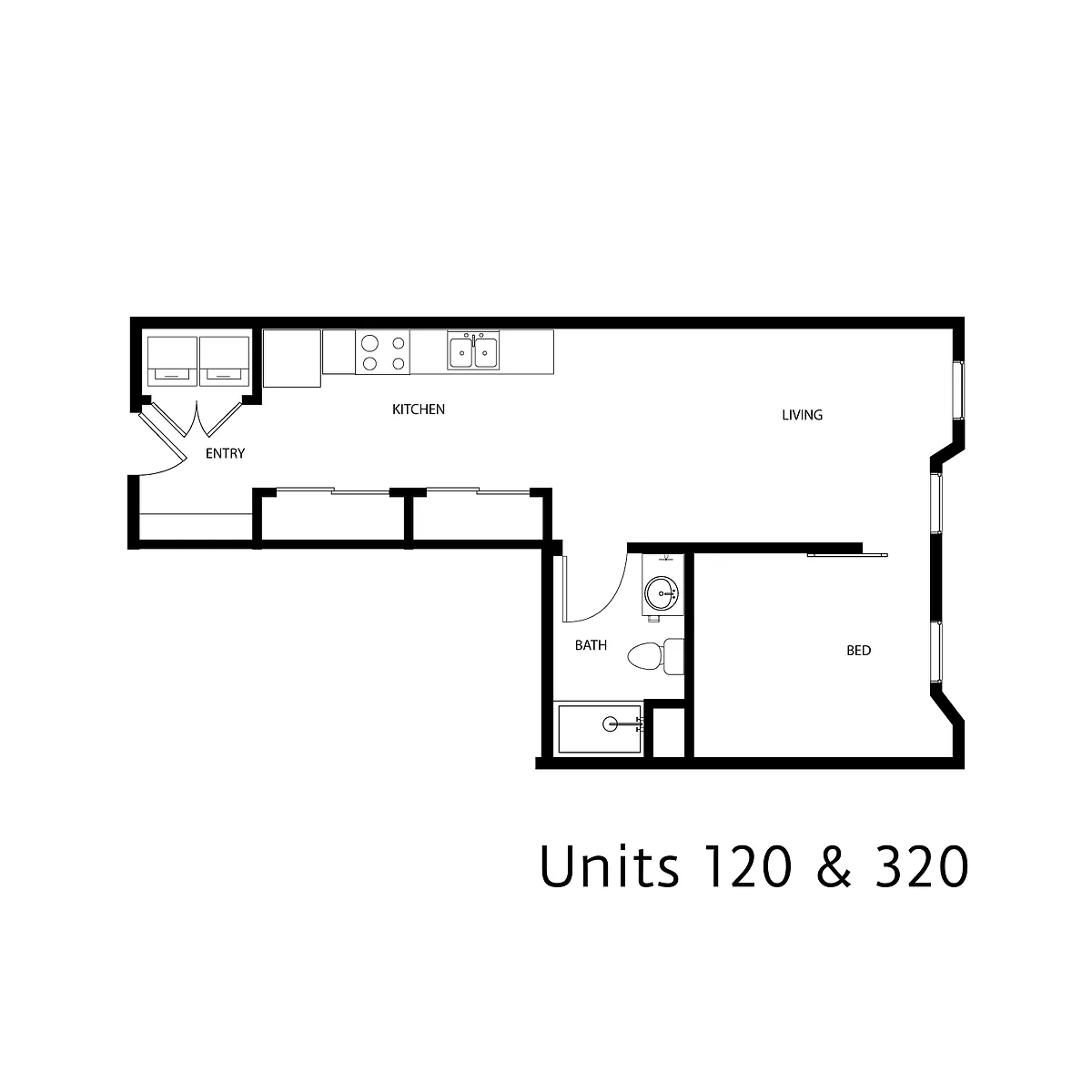 Floor plan 1 Bed 1 Bath - Type 9