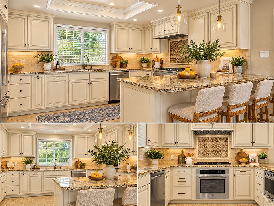 Staged photos of kitchen.