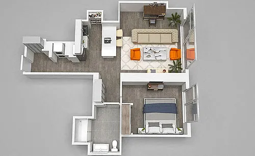 Floor plan One Bedroom 01