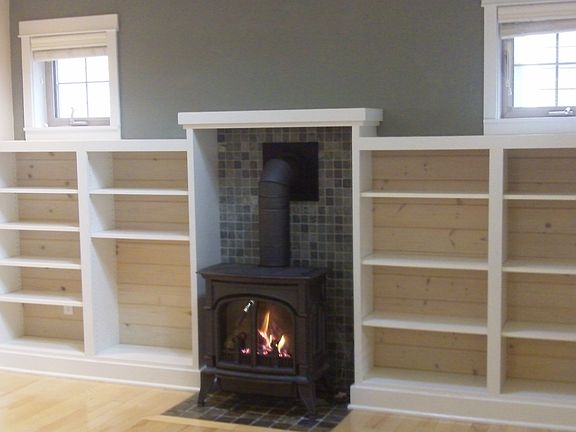 Book Case Fireplace--Cozy