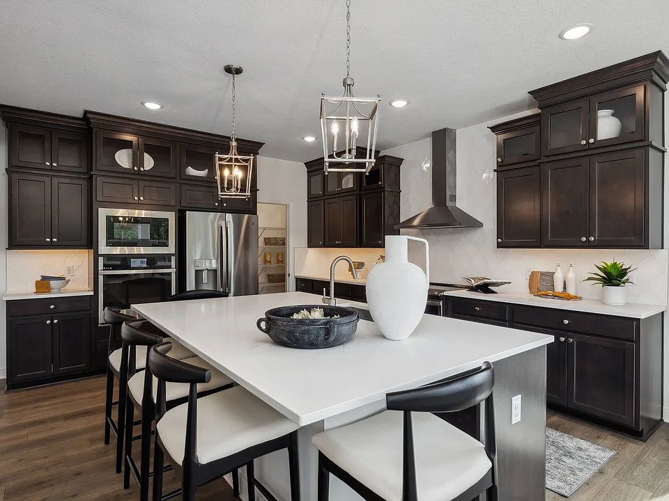 Kitchen with pendant lights