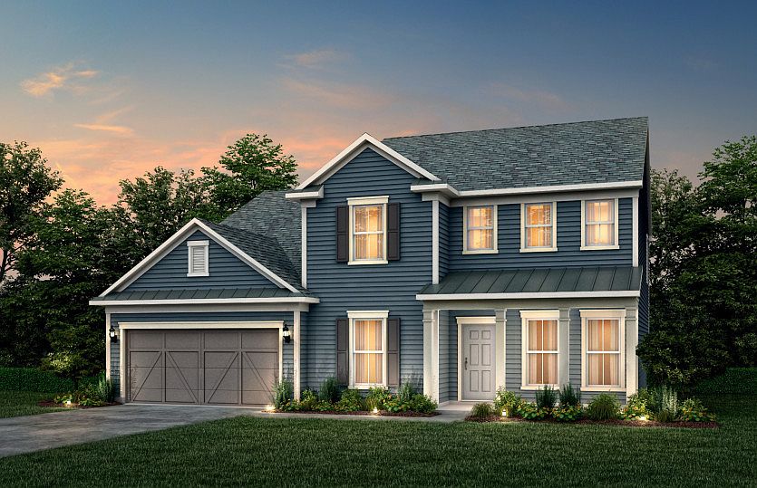 Riverton Exterior 55 features Hardie Board siding, covered front porch and 2 car garage