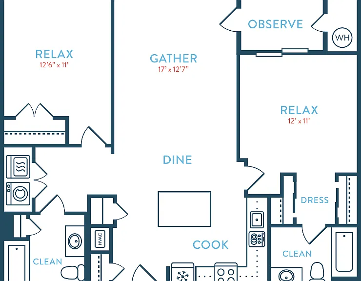 1134-1190 Waypointe B1 Floorplan Diagram