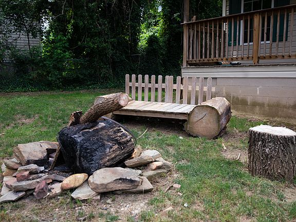 Fire pit in front yard.