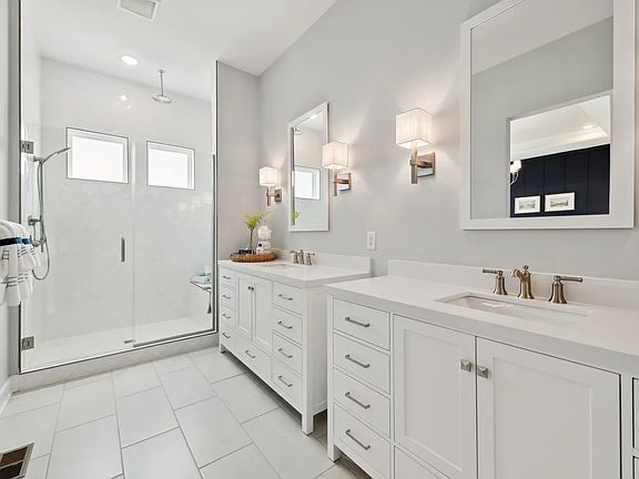 Primary bath with split vanities