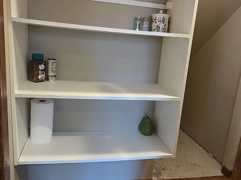 Walk in butlers pantry with bonus storage.