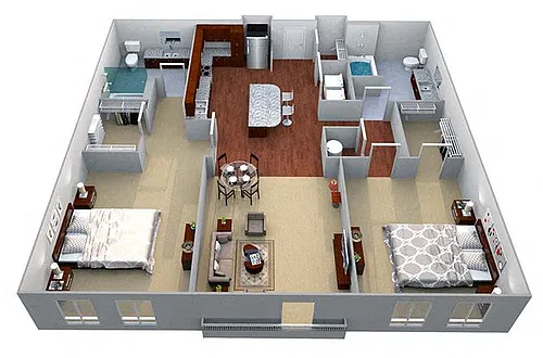 Floor plan B1 2 Bed/2 Bath