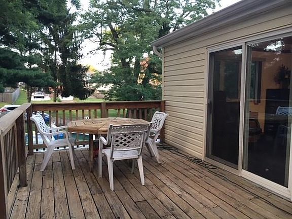 Deck overlooks rear fenced in yard.