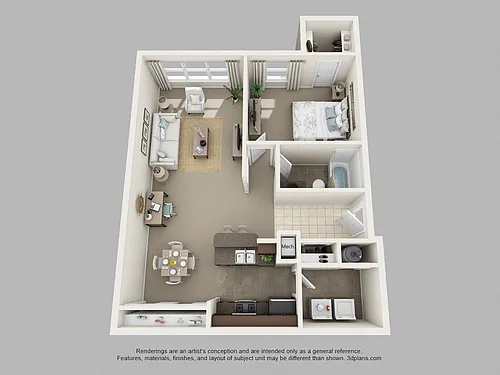 Floor plan One Bedroom One Bath