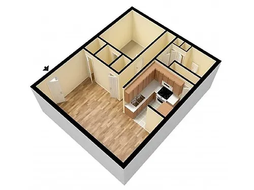 Floor plan Concord 1 Bedroom, 1 Bathroom