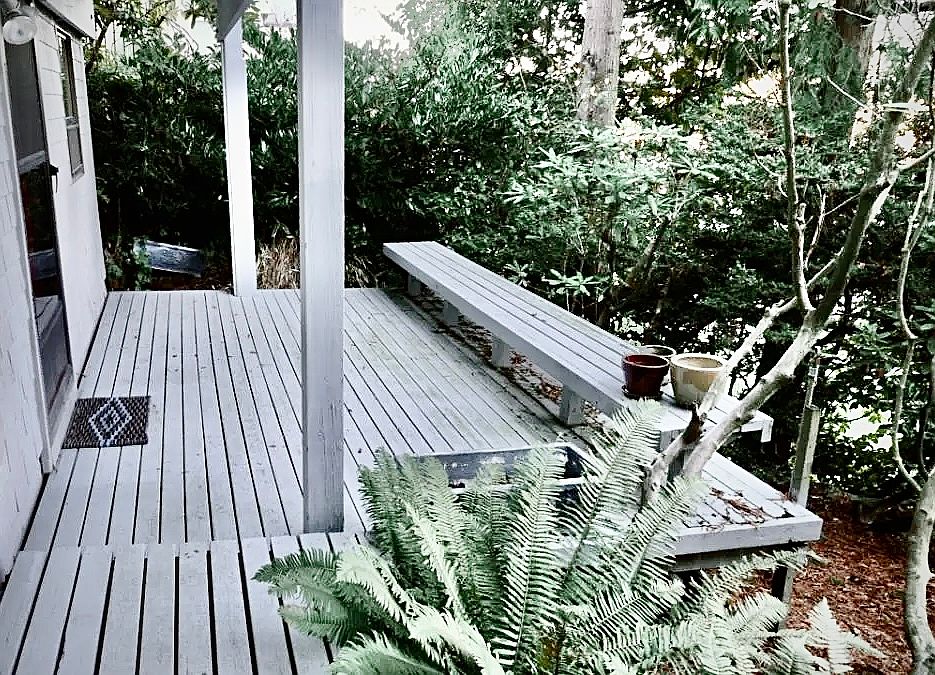 Entrance to private deck and front door, south elevation