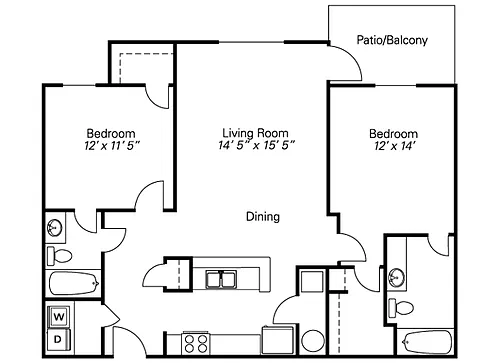 Floor plan 2 Bedroom 3rd Floor-Style B