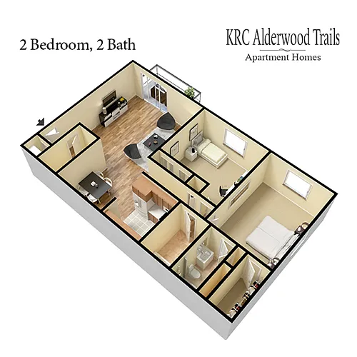 Floor plan 2 Bedroom 2 bath