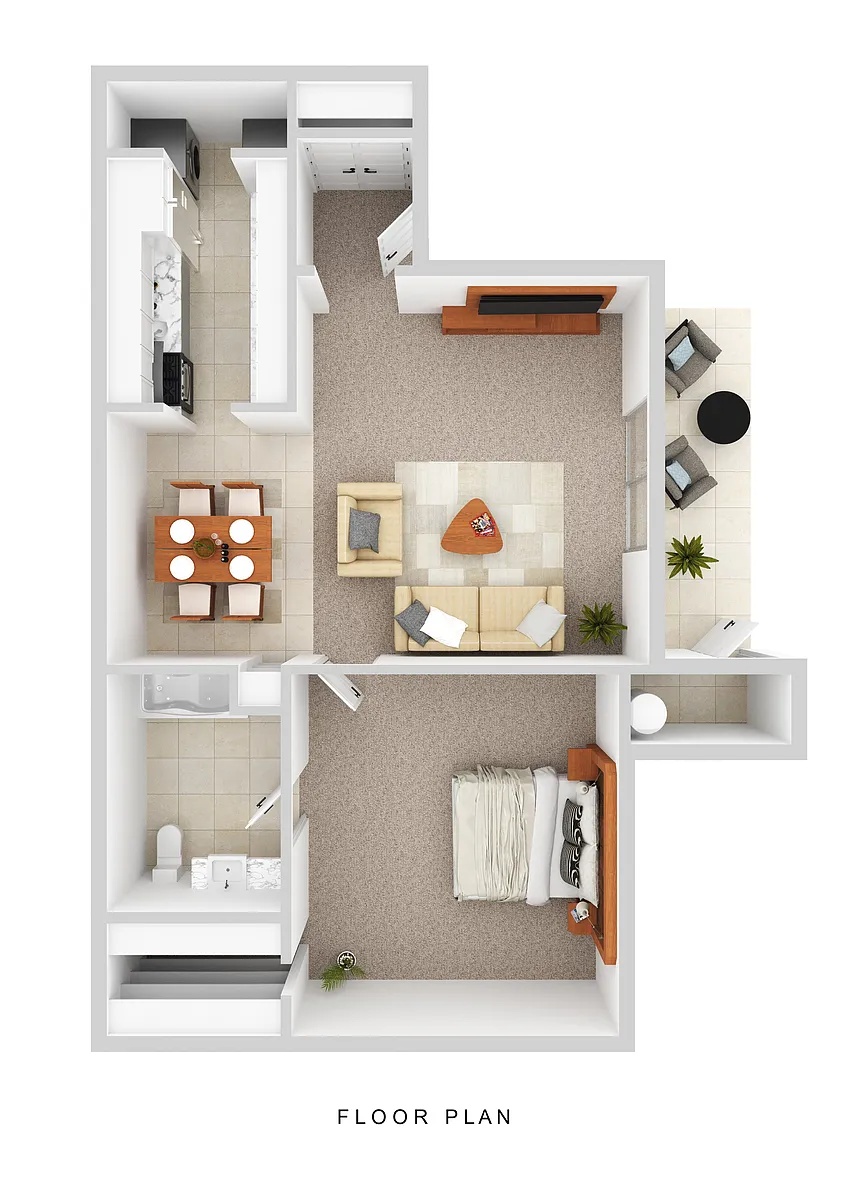 Floor plan 1 Bedroom 1 Bath Classic Upstairs
