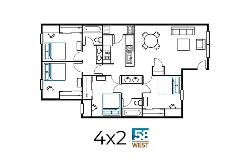 Floor plan 4 Bed 2 Bath Pricing Per person