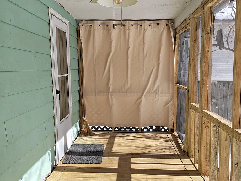 Curtain making screen porch totally private