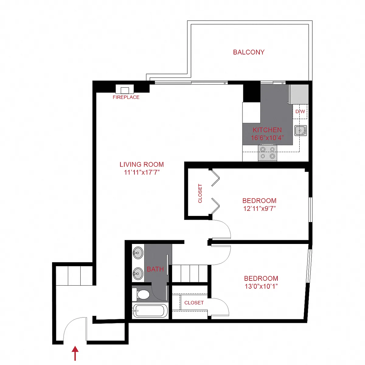 Floor plan Plan B1 - Two Bedroom