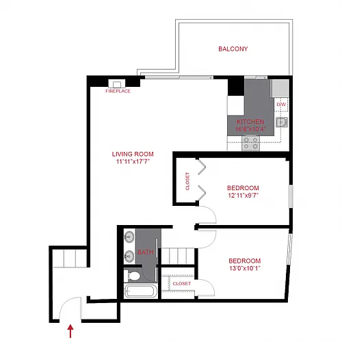 Floor plan Plan B1 - Two Bedroom