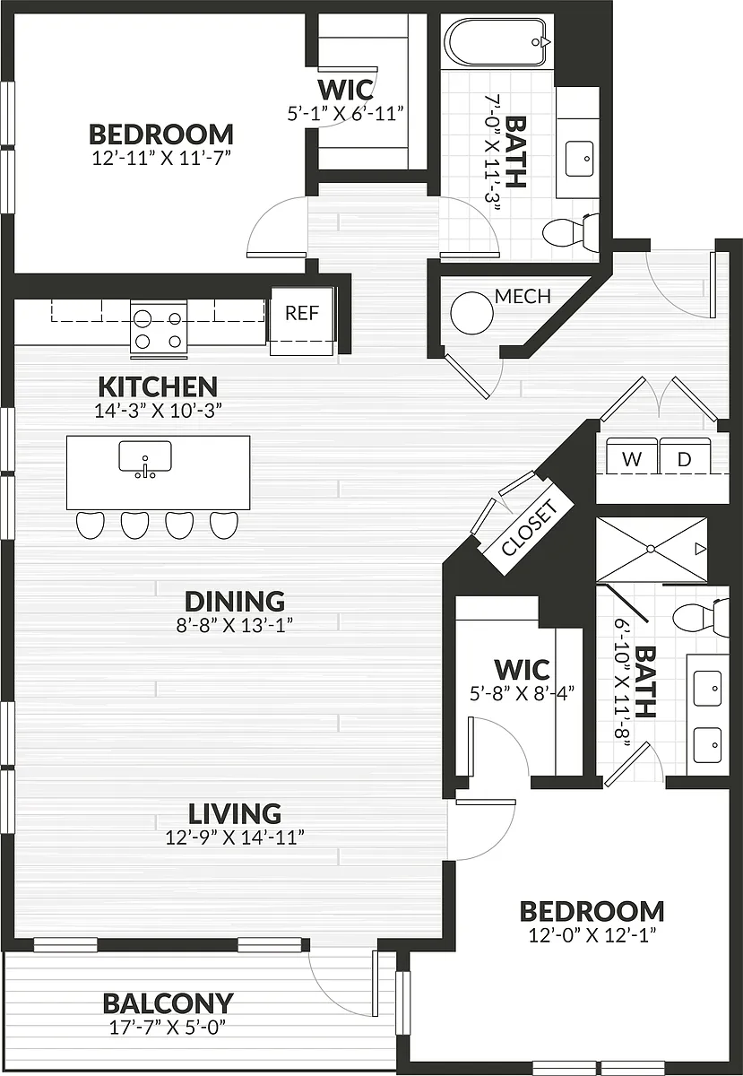 Floor plan 2 Bed/2 Bath-b7