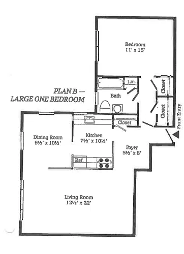 Floor plan 1 BR E Platinum
