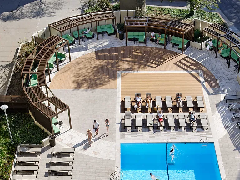 Towers at Longfellow Swimming Pool with Cabanas