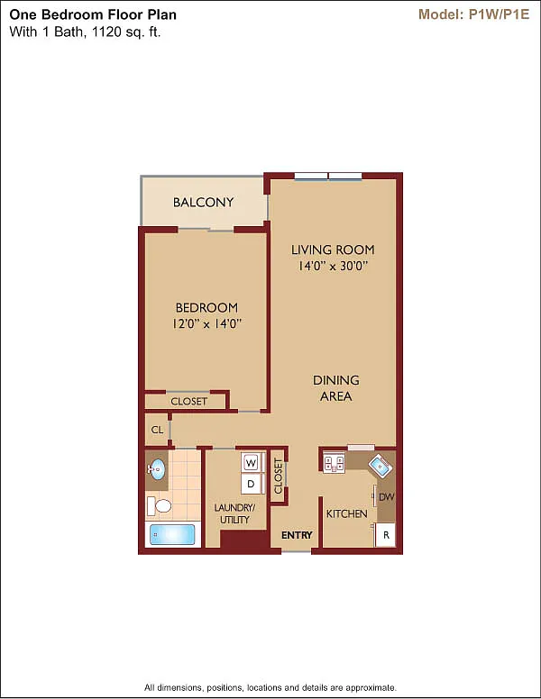 Floor plan $3.12/sq.ft. - Model P1W/P1E