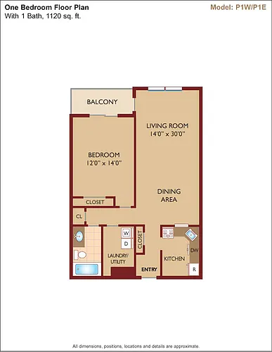 Floor plan $3.36/sq.ft. - Model P1W/P1E