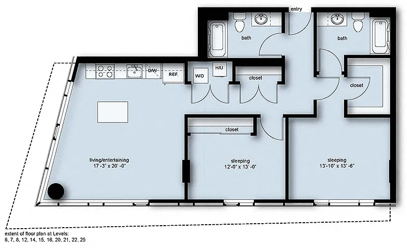 Floor plan Wave 2 Bed 2 Bath C5
