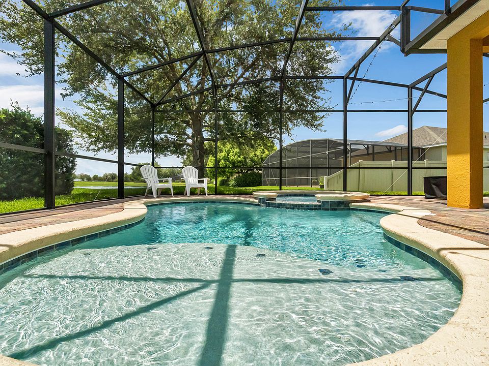 Pool overlooks a lake