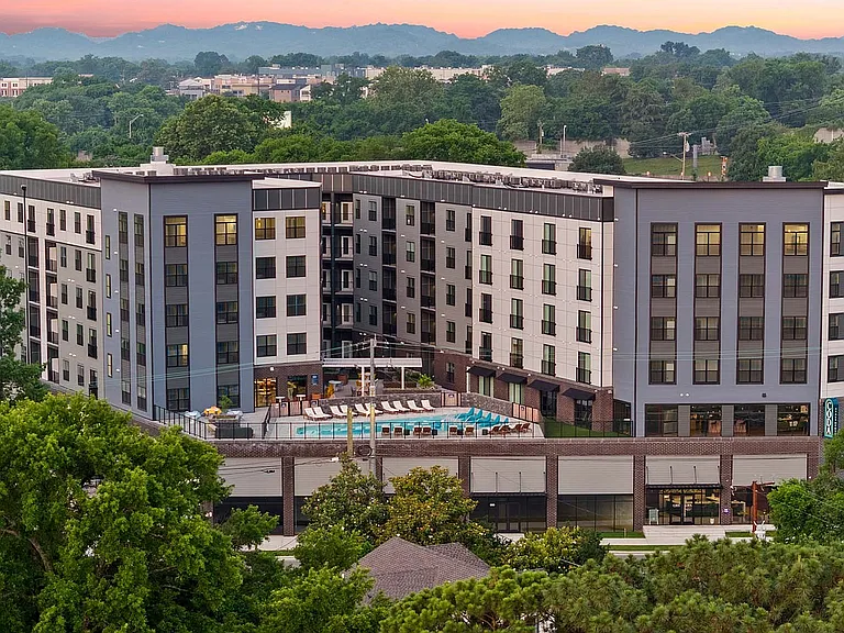 exterior front view at sunset with mountains_