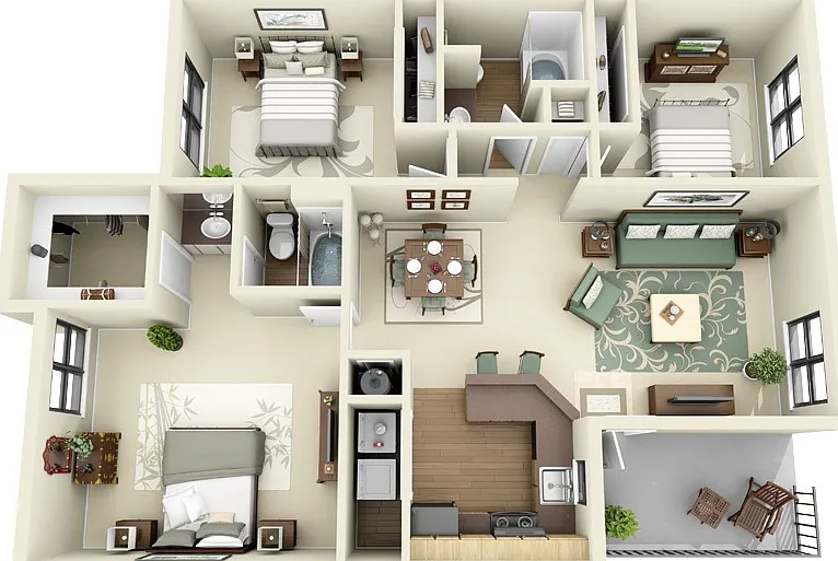 Plantation Colony - C1 - 2 Beds - 2 Baths - 1272 Sq. ft.
