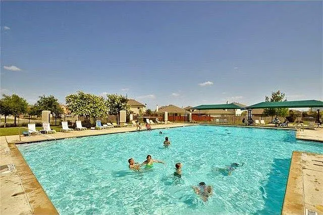 Full angle shot of the Hidden Lakes Community swimming pool