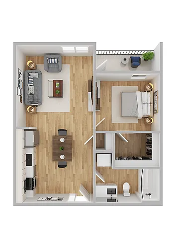 Floor plan 1X1 B