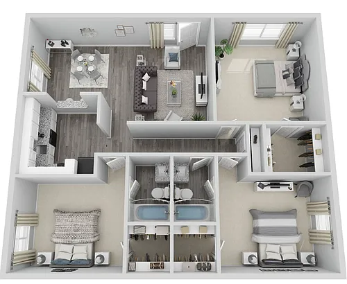Floor plan 3 Bedroom, 2 Bathroom