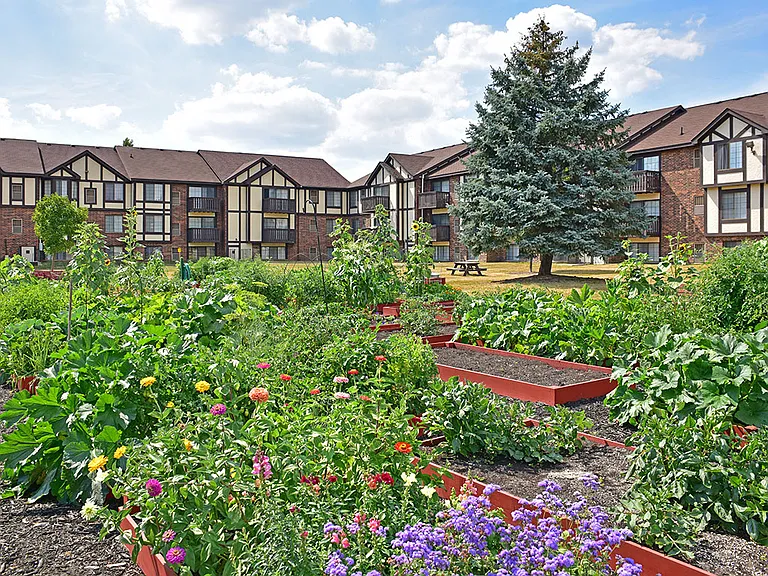 Community gardens at Charter Oak Apartments, Davison, Michigan