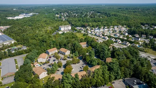 Welby Park Estates, captured from above, showcasing its enchanting charm in New Bedford, MA. - Welby Park Estates