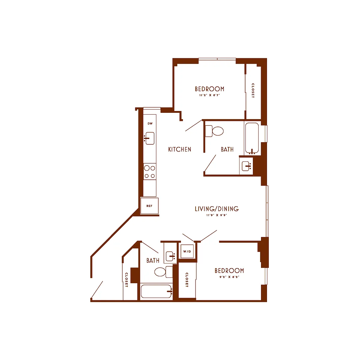 Floor plan 2 Bed/2 Bath-D3-ANSI A