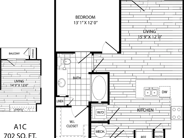 A1C floor plan Bellrock Market Station