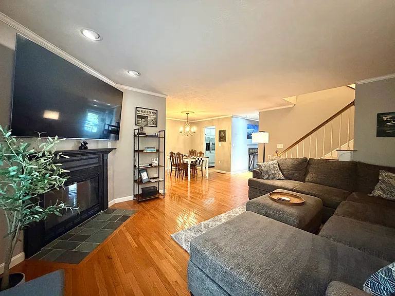 Living room looking into dining area.