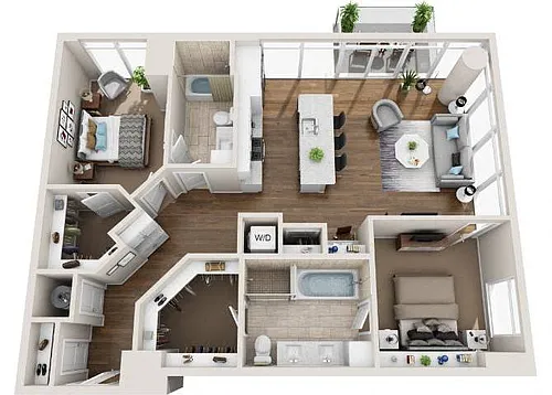 Floor plan 2BR/2BA B2E