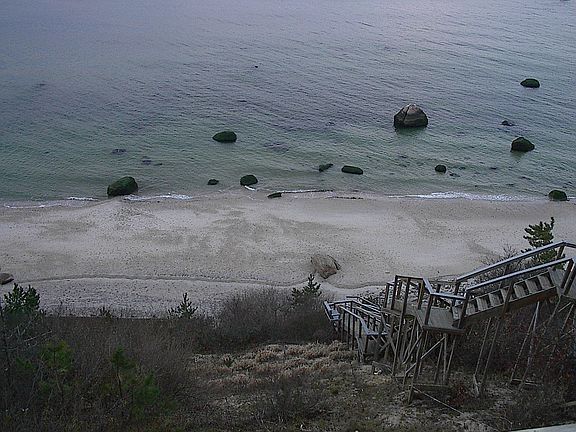 Private stairs to private sandy beach