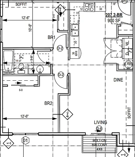Floor plan 2x1 - 924 SQFT