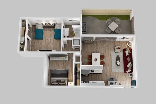 Floor plan 2 Bedroom 1 Bath