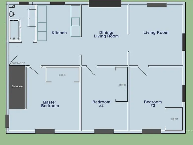 Upper Level Floor plan: laundry room is on ground level.