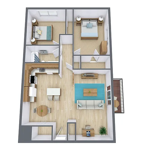 Floor plan Two Bedroom 21A
