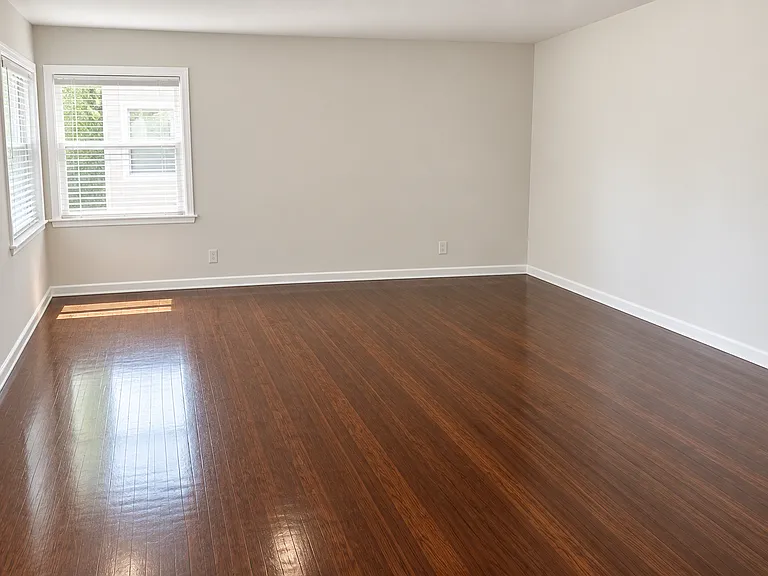 Living room with refinished hardwood floors