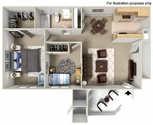 Floor plan Two Bedroom One Bath