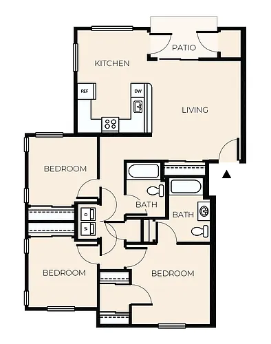 Floor plan 3 Bed 2 Bath C2