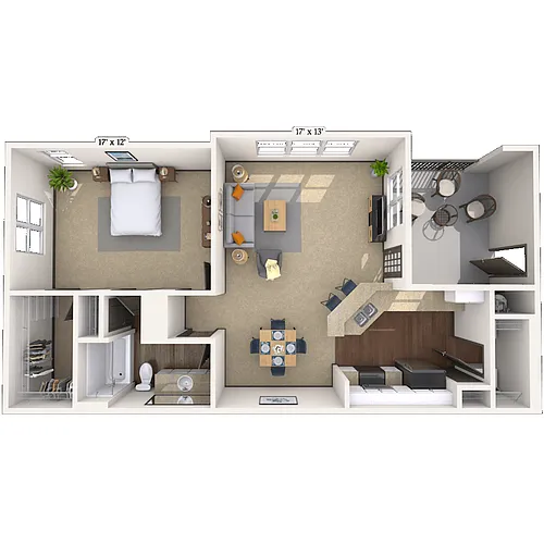 Floor plan Traditional 1x1 861 SF